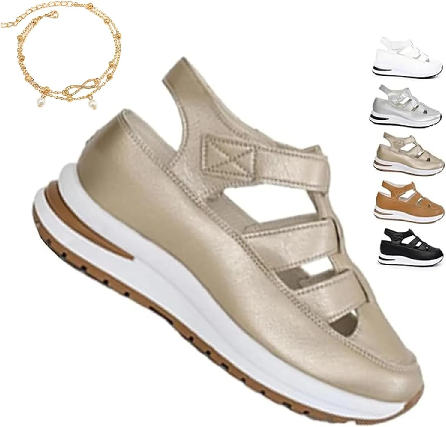 Closed Toe Platform Sandals,Bootara Women's Plus Size Hollow-Out Casual Sandals,Closed Toe Platform Height-Boosting Sandals