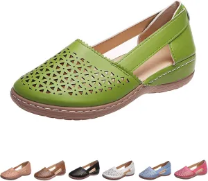 Closed Toe Sandals For Women Dressy Summer 2025,Orthopedic Breathable Soft Sole Loafers Comfort Hollow Flats Casual Sandal Slip-On Comfortable Flat Walking Wide Width Cute Outdoor Shoes