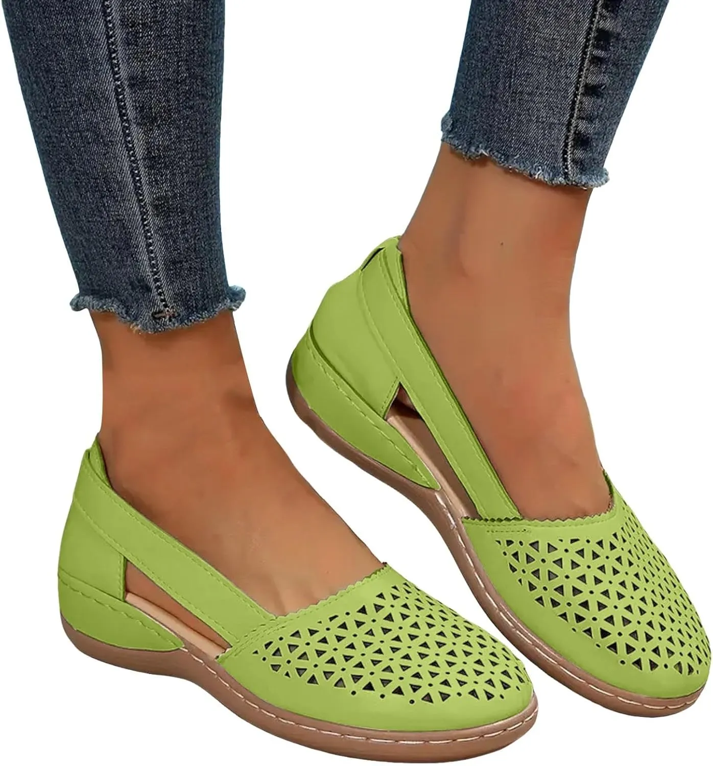 Closed Toe Sandals For Women Dressy Summer 2025,Orthopedic Breathable Soft Sole Loafers Comfort Hollow Flats Casual Sandal Slip-On Comfortable Flat Walking Wide Width Cute Outdoor Shoes