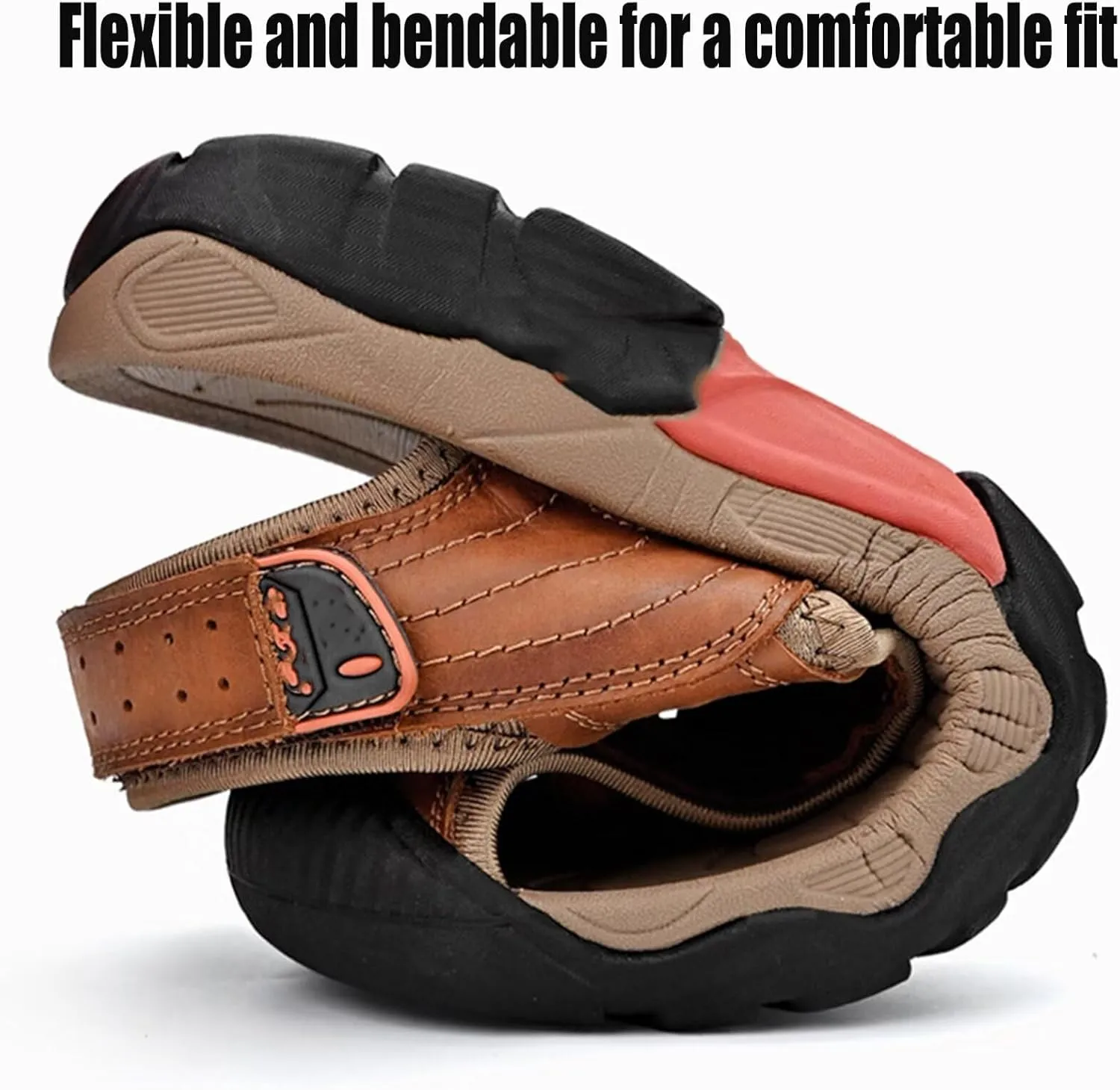 Closed Toe Sandals Men Outdoor Sports Sandals Summer Men's Beach Shoes Leather Casual Trekking Walking Hiking Sandals