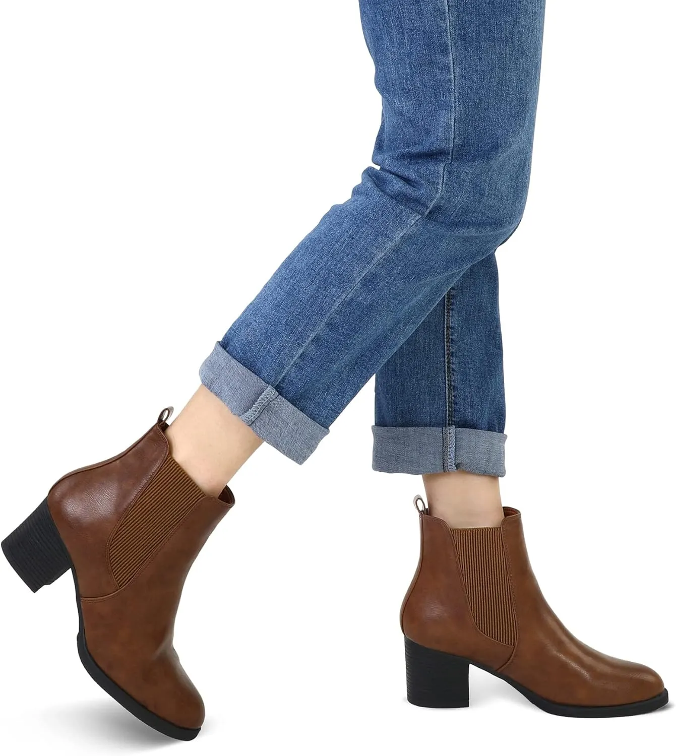 COASIS Women's Chelsea Boots Chunky Block Heel Slip On Ankle Booties with Elastic Sided
