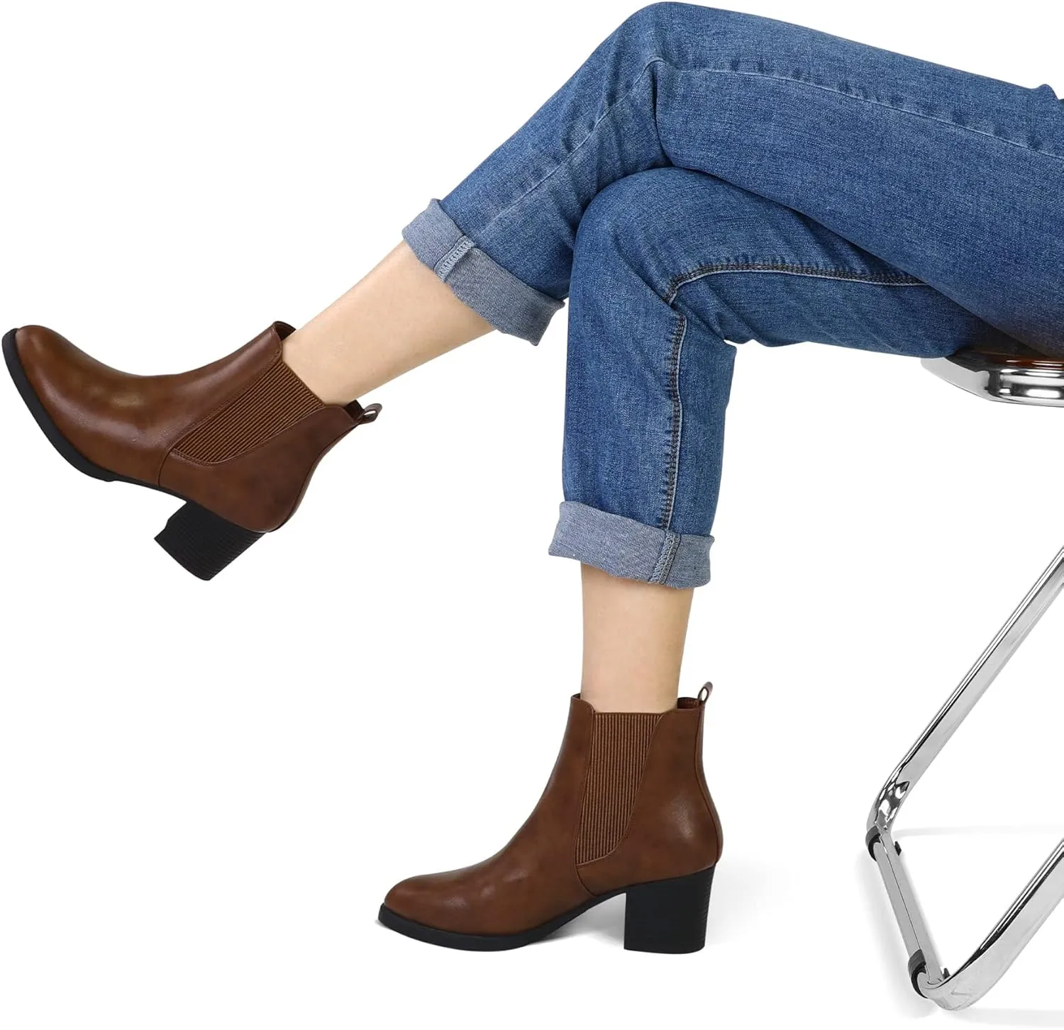 COASIS Women's Chelsea Boots Chunky Block Heel Slip On Ankle Booties with Elastic Sided
