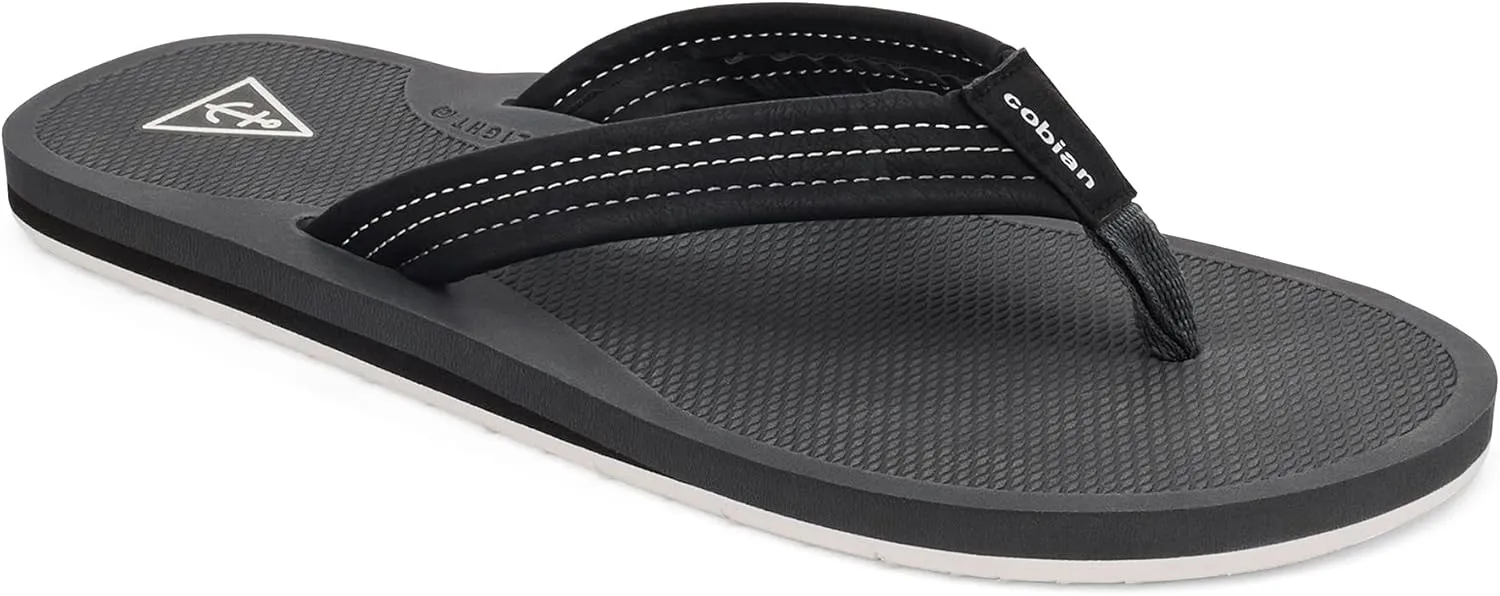 Cobian Men’s Anchor Synthetic Leather Strap Flip-Flop Sandals