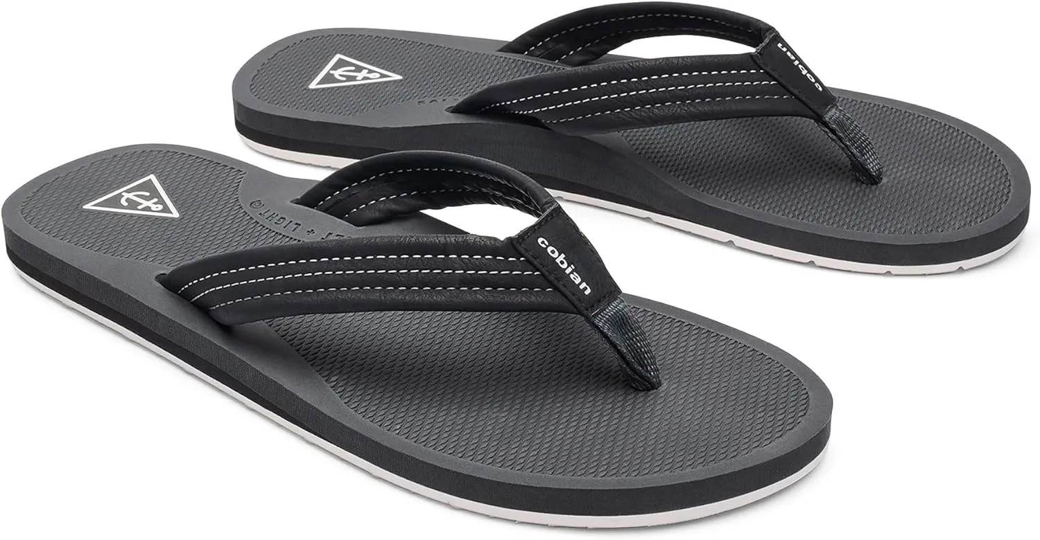 Cobian Men’s Anchor Synthetic Leather Strap Flip-Flop Sandals