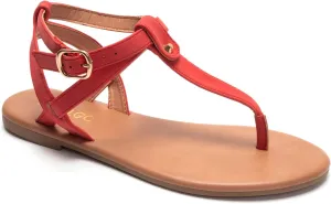 Colgo Thong Flat Sandals, Casual Women T-Strap Dress Sandals with Adjustable Ankle Buckle for Summer Wedding