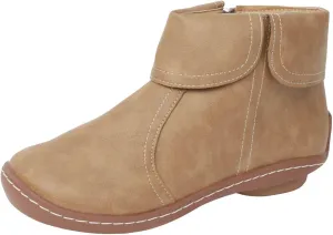 Comfortable Boots for Women Walking Leather Women Ankle Boot Comfy Fashion Round Toe Soft Sole Flat Rubble Women Boot