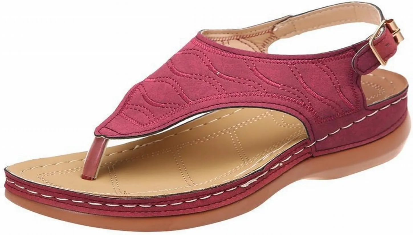 Comfortable Sandals for Women Wiide Width Ankle Strap Flips Flops Summer Dressy Boho Beach Walking Wedge