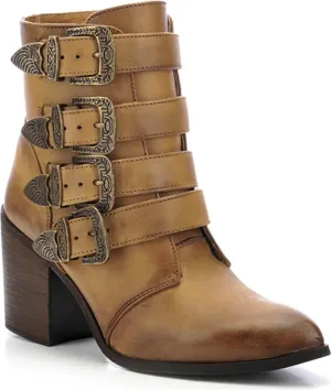 Corral Boots Women's Tan Buckled Ankle Boot, Q0008