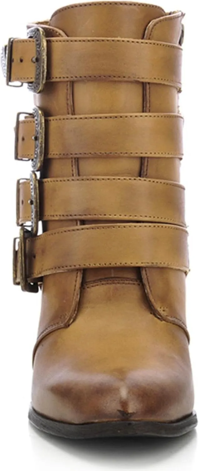 Corral Boots Women's Tan Buckled Ankle Boot, Q0008