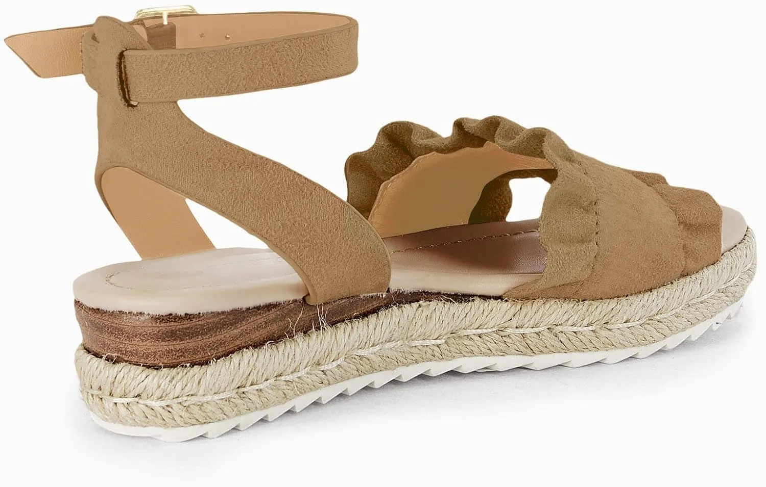 Coutgo Girls Espadrille Platform Sandals Ruffle Open Toe Ankle Buckle Strap Wedge Casual Summer Shoes for Kids Toddlers
