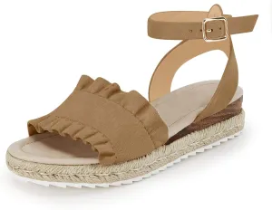 Coutgo Girls Espadrille Platform Sandals Ruffle Open Toe Ankle Buckle Strap Wedge Casual Summer Shoes for Kids Toddlers
