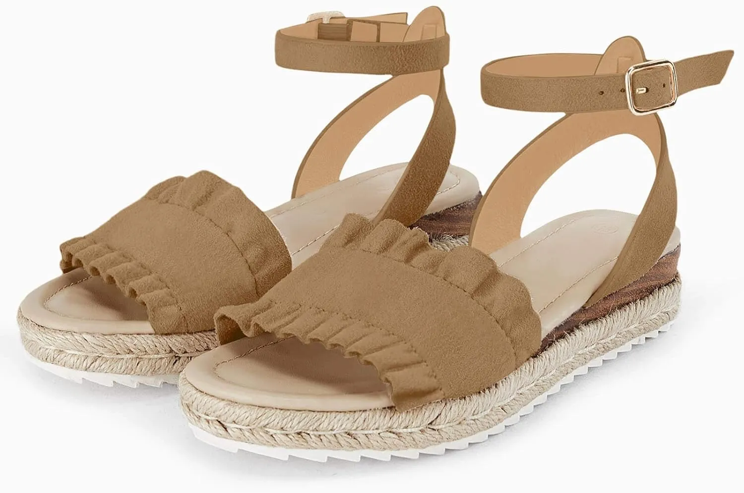 Coutgo Girls Espadrille Platform Sandals Ruffle Open Toe Ankle Buckle Strap Wedge Casual Summer Shoes for Kids Toddlers