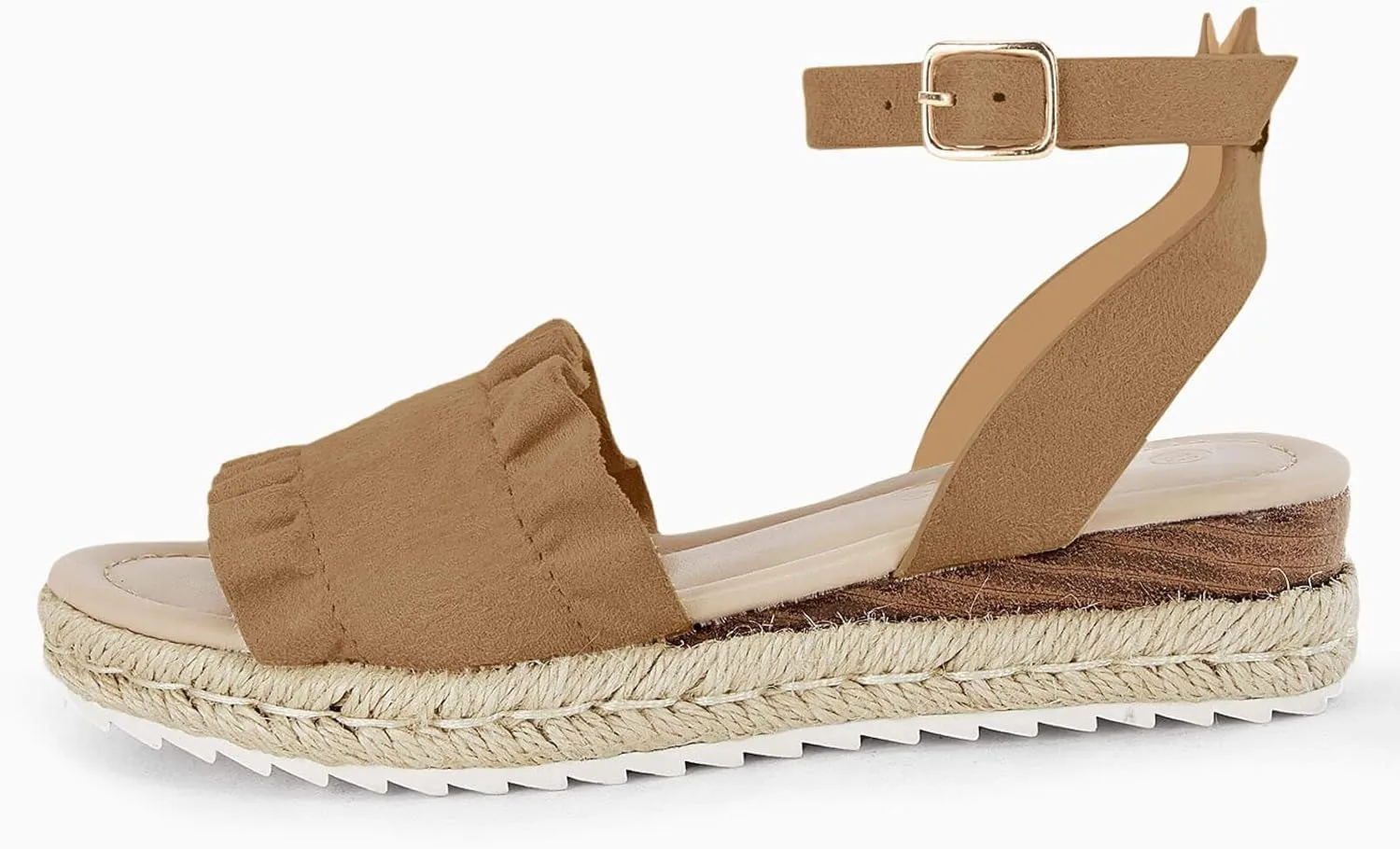 Coutgo Girls Espadrille Platform Sandals Ruffle Open Toe Ankle Buckle Strap Wedge Casual Summer Shoes for Kids Toddlers