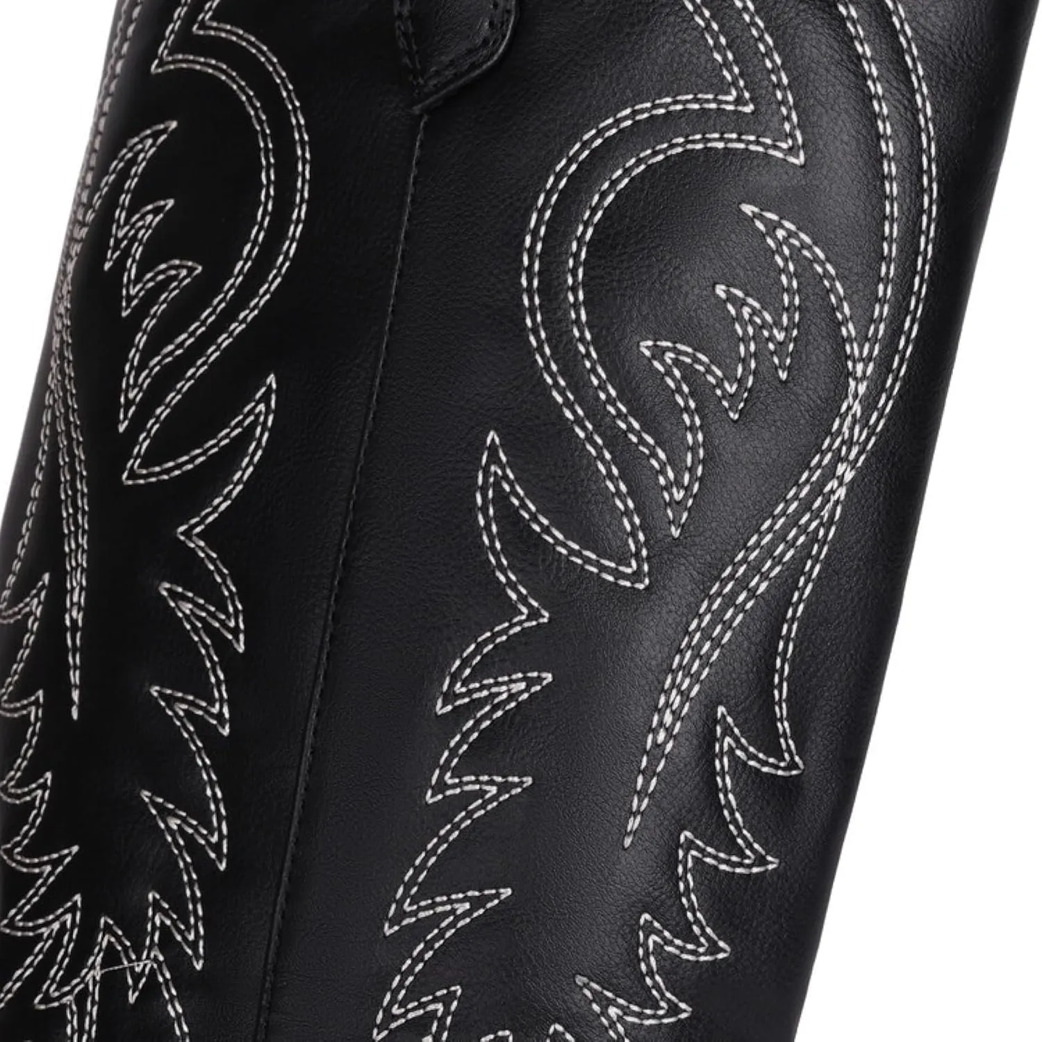Cowboy Boots for Women, Wide Calf Knee High Cowgirl Boots with Side Zipper and Sparkly Glitter Embroidery, Mid Heel Retro Fashion Tall Cowgirl Boot Pull On for Ladies-White||37