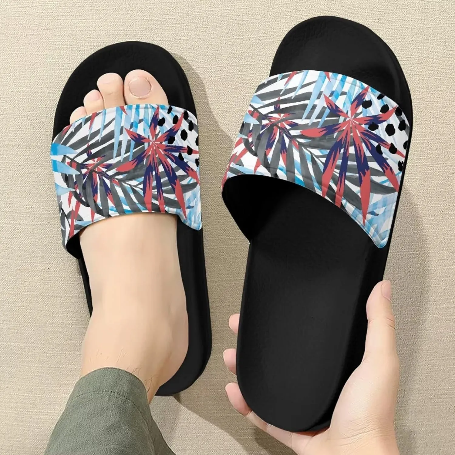 Cozy Slides for Women Soft Customized Size 6-13.5 Black
