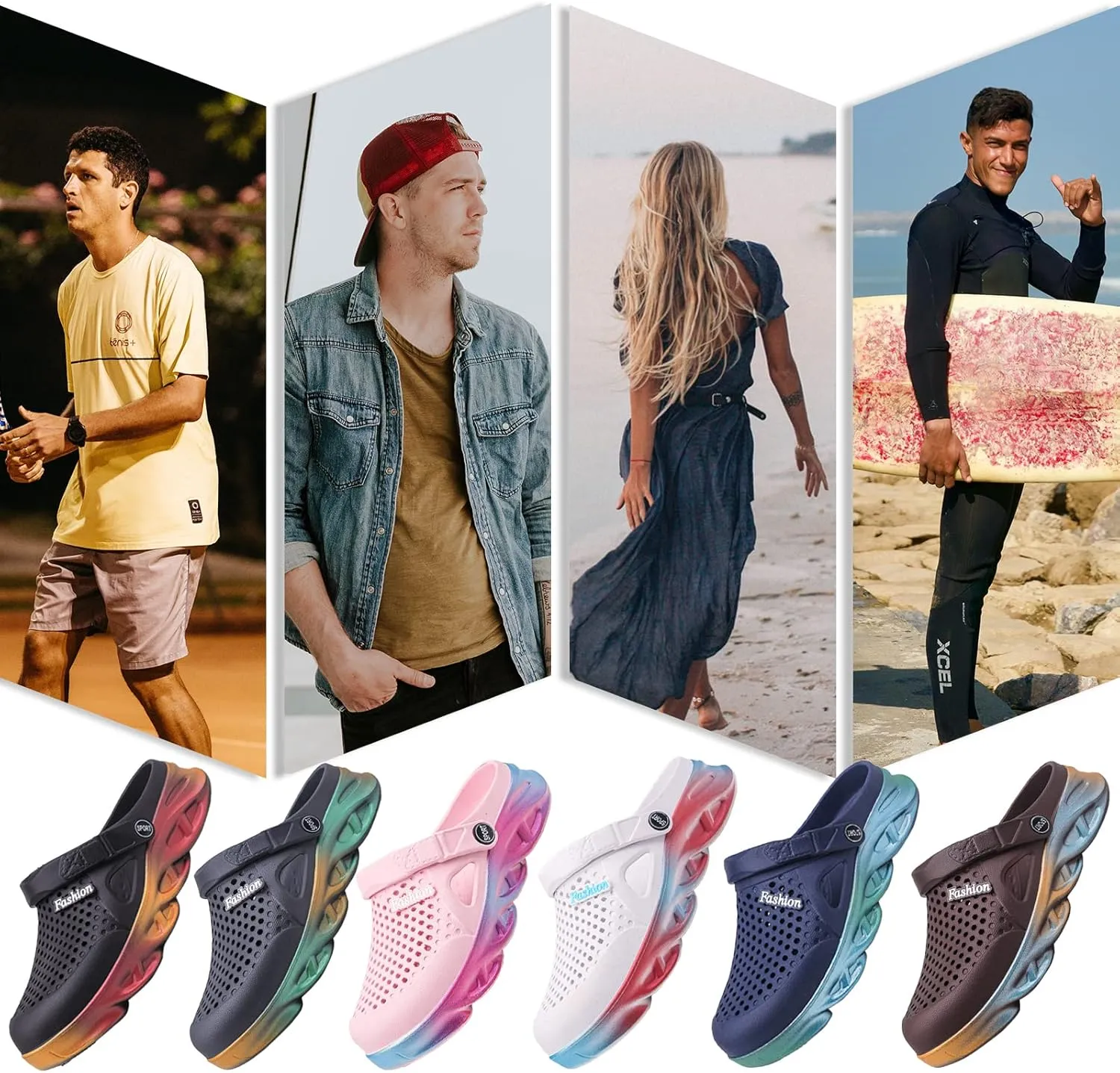 CYian Womens Mens Sandals Anti-Skid Water Shoes Summer Garden Mules Clogs Heighten Shoes