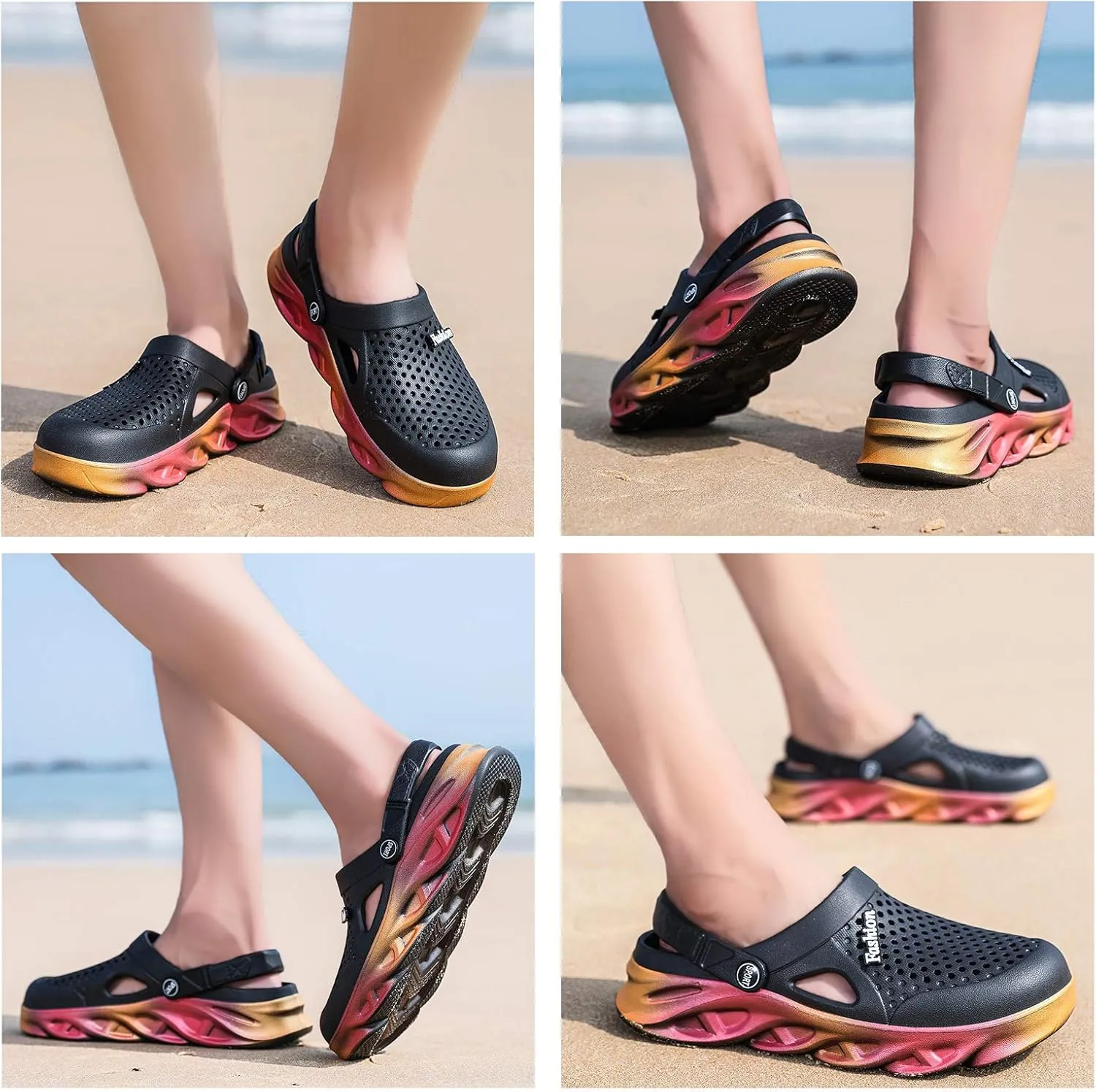 CYian Womens Mens Sandals Anti-Skid Water Shoes Summer Garden Mules Clogs Heighten Shoes