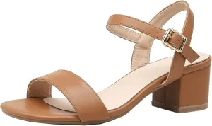 DADAWEN Women's Open Toe Ankle Strap Glitter Low Block Chunky Heels Sandals Dress Pumps Shoes