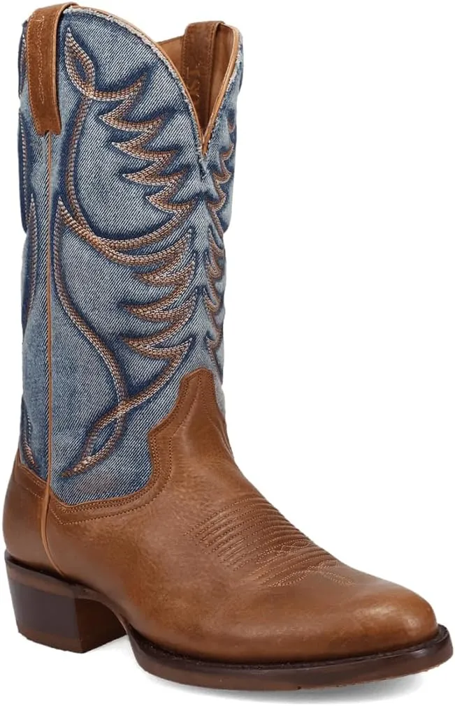 Dan Post Western Boots Mens Bullock 11 EW Tan Blue Denim DP3315