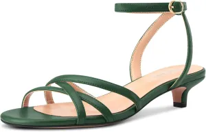 DearOnly Womens Ankle Strap Peep Open Toe Low Heels Strappy Kitten Heel Sandals Slingback Prom Buckle Dress Shoes 1.4 Inches Heels