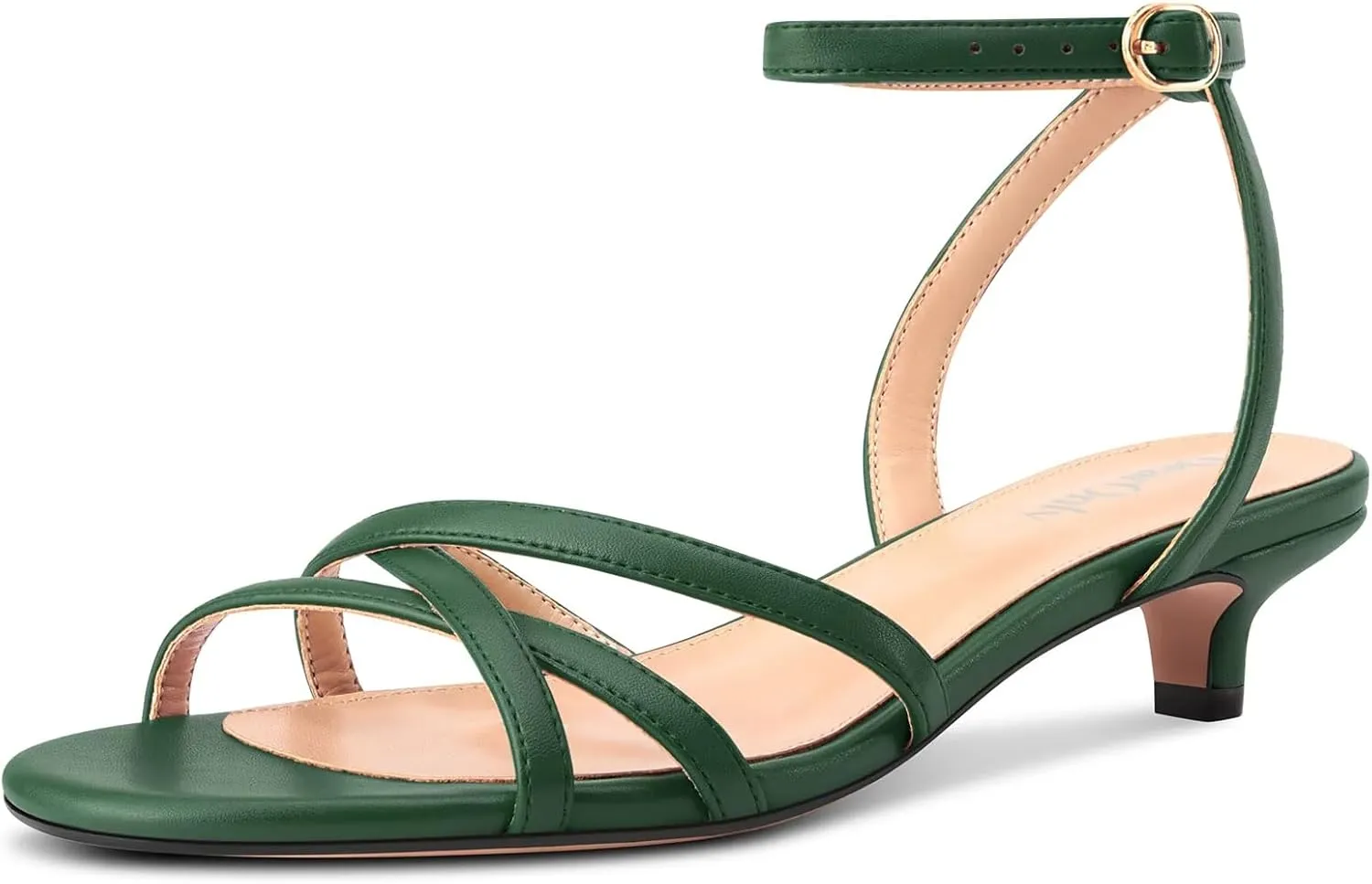 DearOnly Womens Ankle Strap Peep Open Toe Low Heels Strappy Kitten Heel Sandals Slingback Prom Buckle Dress Shoes 1.4 Inches Heels