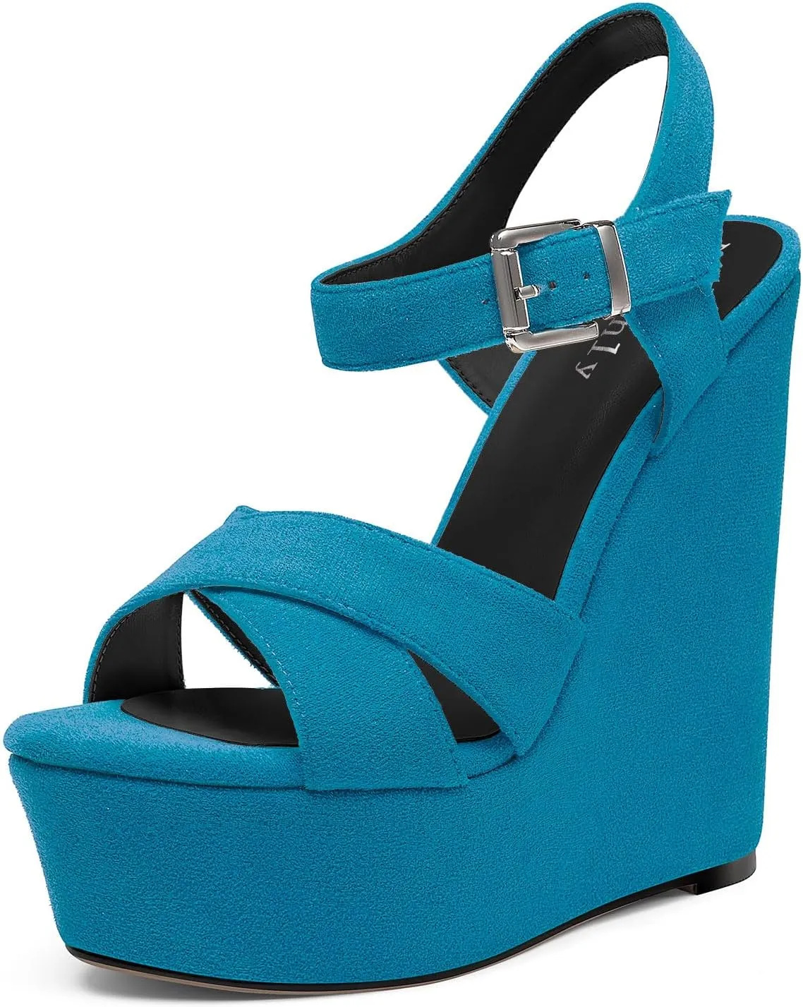 DearOnly Womens Cross-Strap High Platform Wedge Heel Ankle Strap Sandals Cute Summer Prom Buckle Slingback Shoes 5.9 Inches Heels