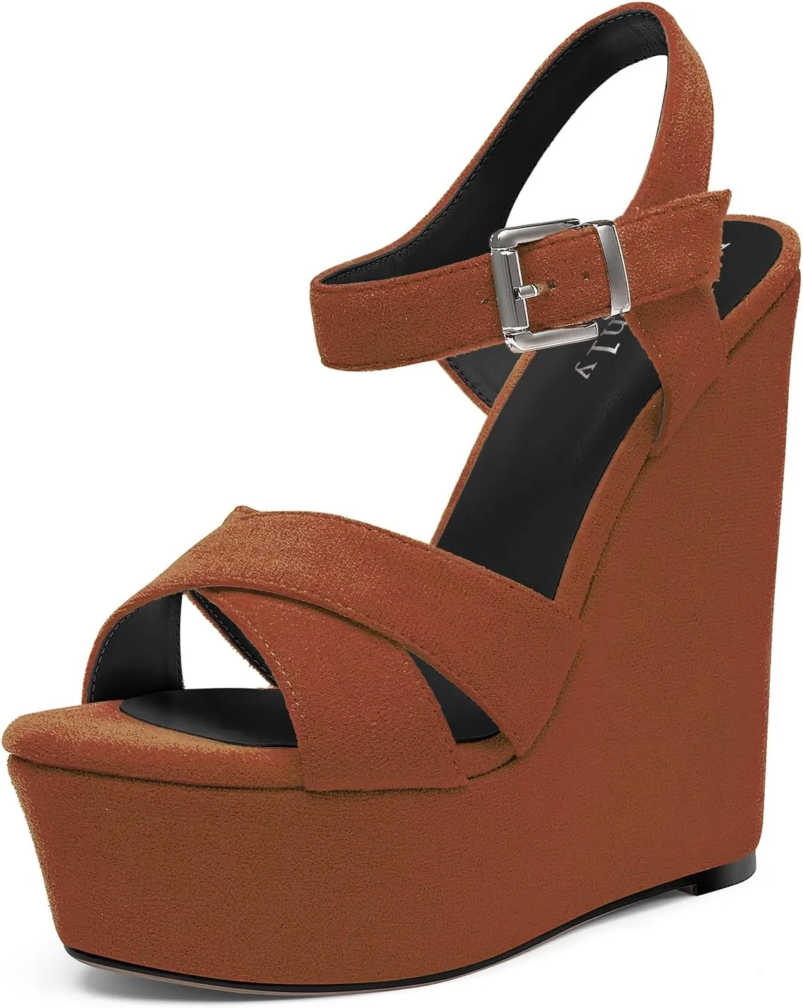 DearOnly Womens Cross-Strap High Platform Wedge Heel Ankle Strap Sandals Cute Summer Prom Buckle Slingback Shoes 5.9 Inches Heels