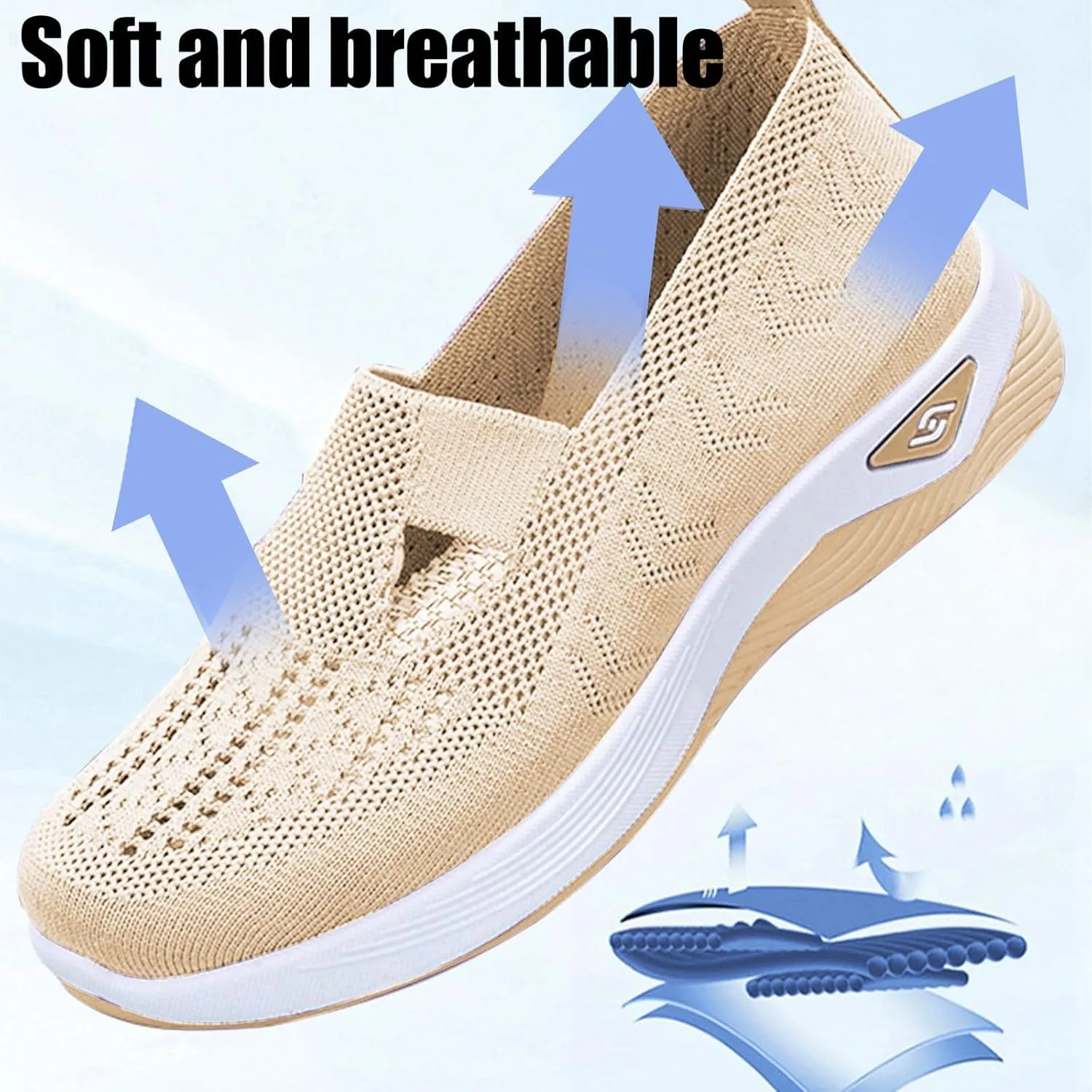Diabetic Shoes for Women Woven Orthopedic Breathable Shoes Non-Slip Mesh Up Footwear Casual Go Walking Sneakers with Arch Support