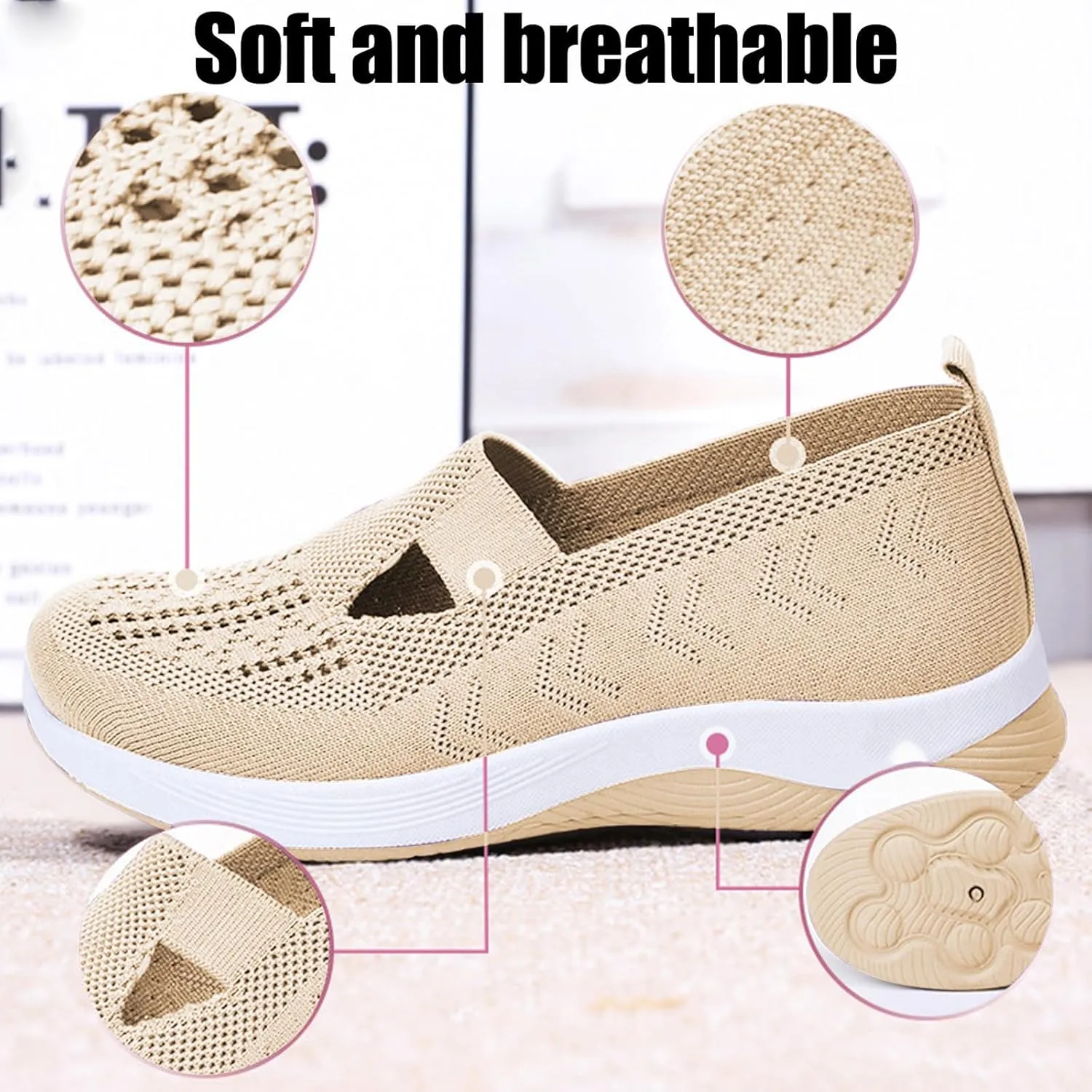 Diabetic Shoes for Women Woven Orthopedic Breathable Shoes Non-Slip Mesh Up Footwear Casual Go Walking Sneakers with Arch Support