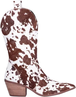 Dingo Womens Live A Leather Cow Printed Snip Toe Casual Boots Mid Calf Low Heel 1-2" - Green