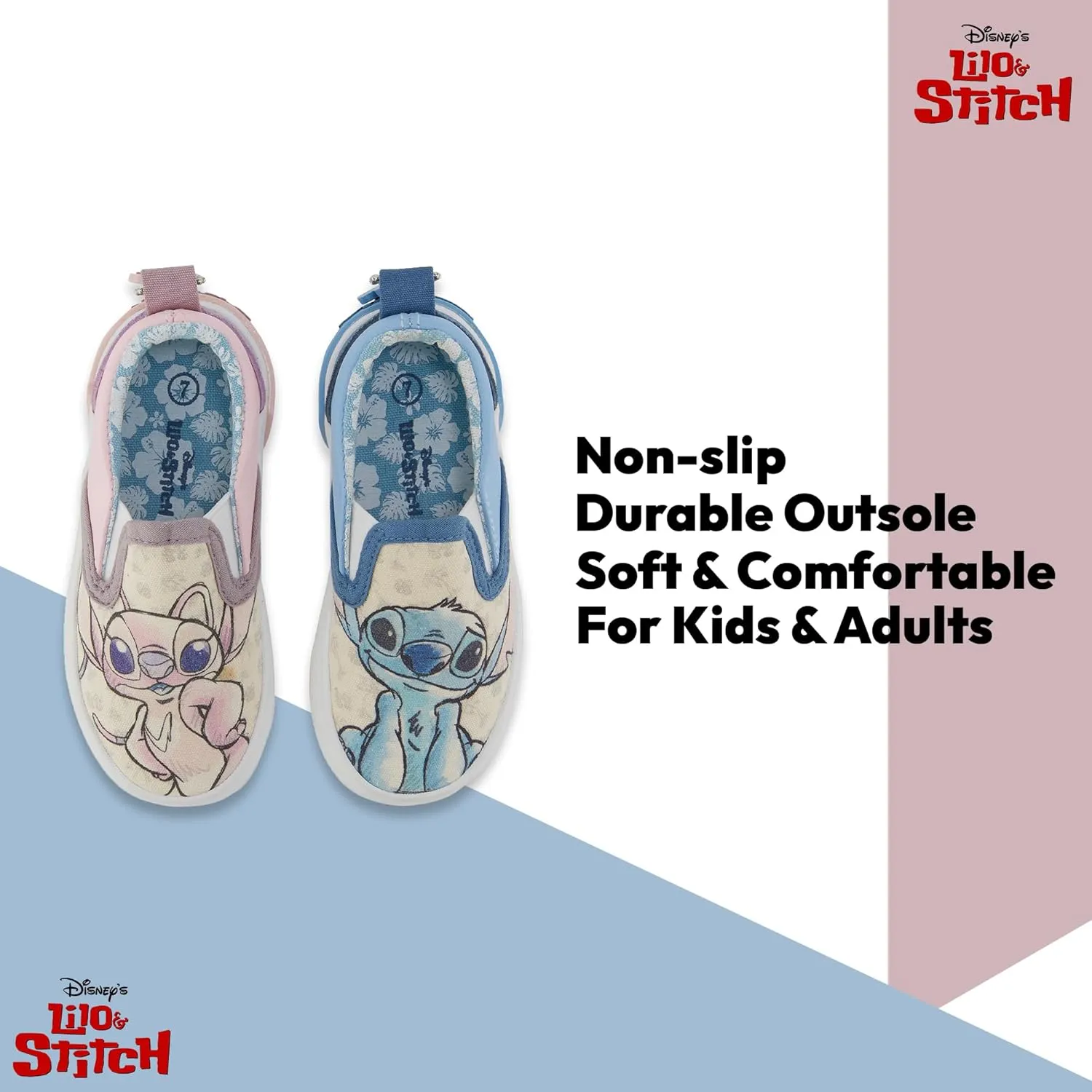 Disney Lilo and Stitch Girls Slip On Sneakers - Lilo, Stitch, Angel, Ohana Slip-On Design Shoes for Kids Stitch Slip On Sneakers