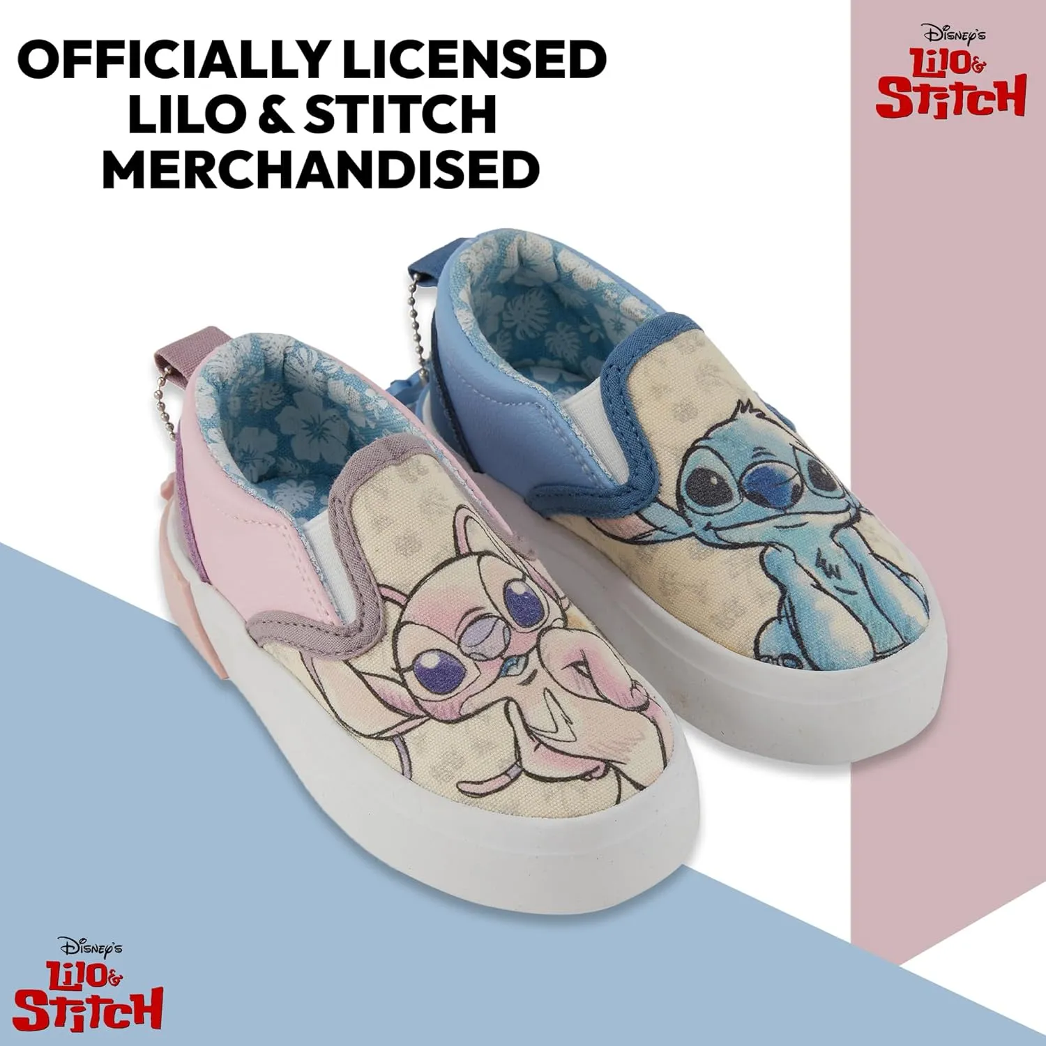 Disney Lilo and Stitch Girls Slip On Sneakers - Lilo, Stitch, Angel, Ohana Slip-On Design Shoes for Kids Stitch Slip On Sneakers