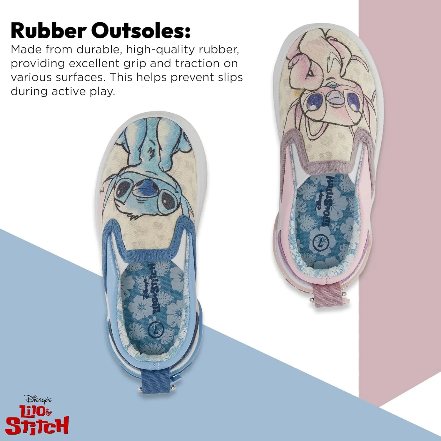 Disney Lilo and Stitch Girls Slip On Sneakers - Lilo, Stitch, Angel, Ohana Slip-On Design Shoes for Kids Stitch Slip On Sneakers