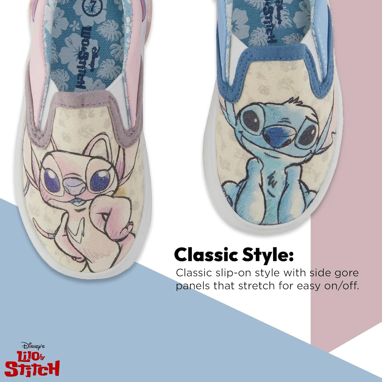 Disney Lilo and Stitch Girls Slip On Sneakers - Lilo, Stitch, Angel, Ohana Slip-On Design Shoes for Kids Stitch Slip On Sneakers