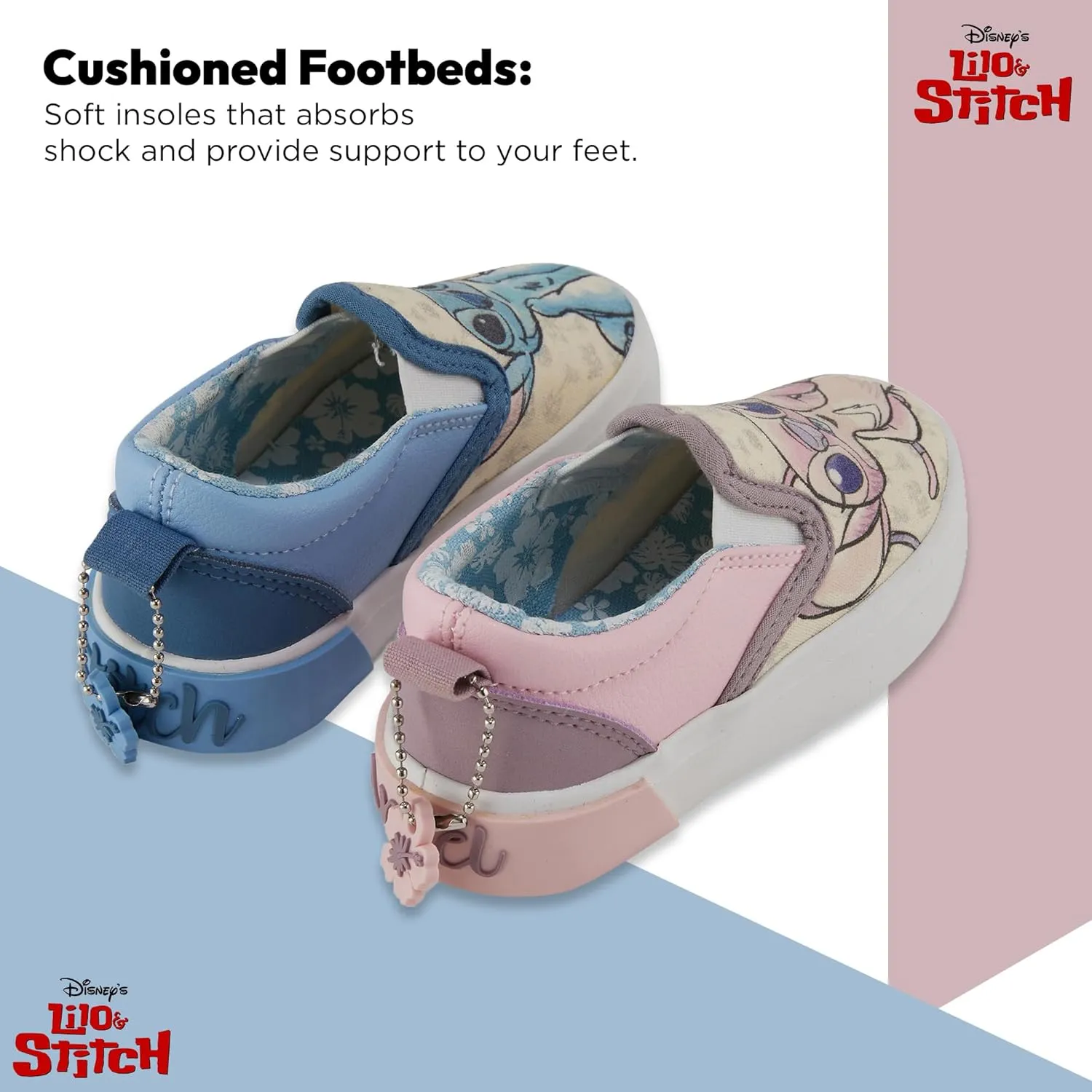 Disney Lilo and Stitch Girls Slip On Sneakers - Lilo, Stitch, Angel, Ohana Slip-On Design Shoes for Kids Stitch Slip On Sneakers