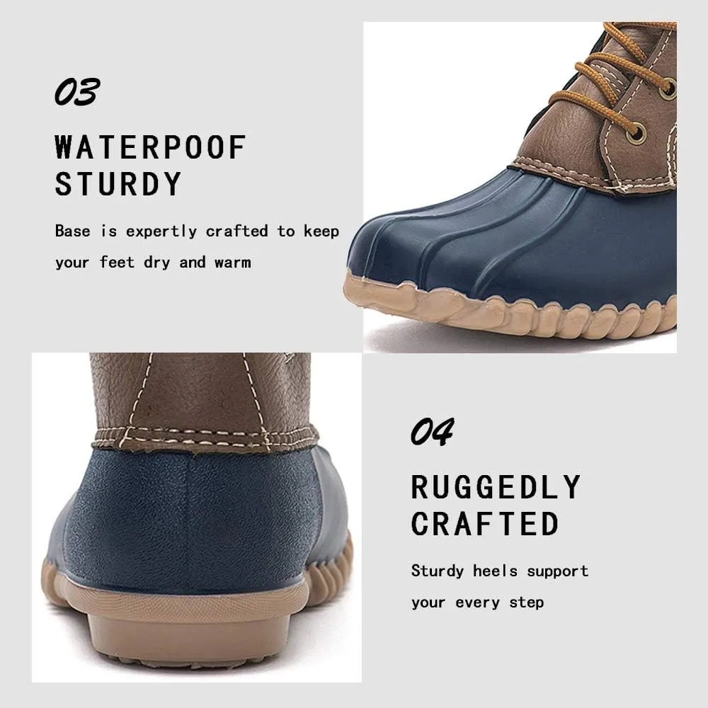 DKSUKO Women's Duck Boots witth Zipper Waterproof Winter Boots Snow Boots for Women Rain Boots for Cold Weather