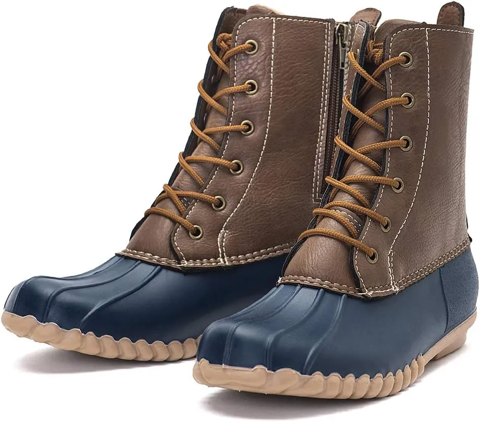 DKSUKO Women's Duck Boots witth Zipper Waterproof Winter Boots Snow Boots for Women Rain Boots for Cold Weather