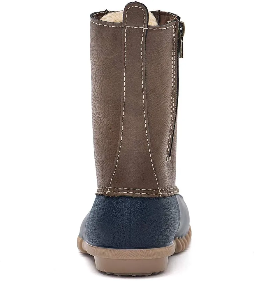 DKSUKO Women's Duck Boots witth Zipper Waterproof Winter Boots Snow Boots for Women Rain Boots for Cold Weather
