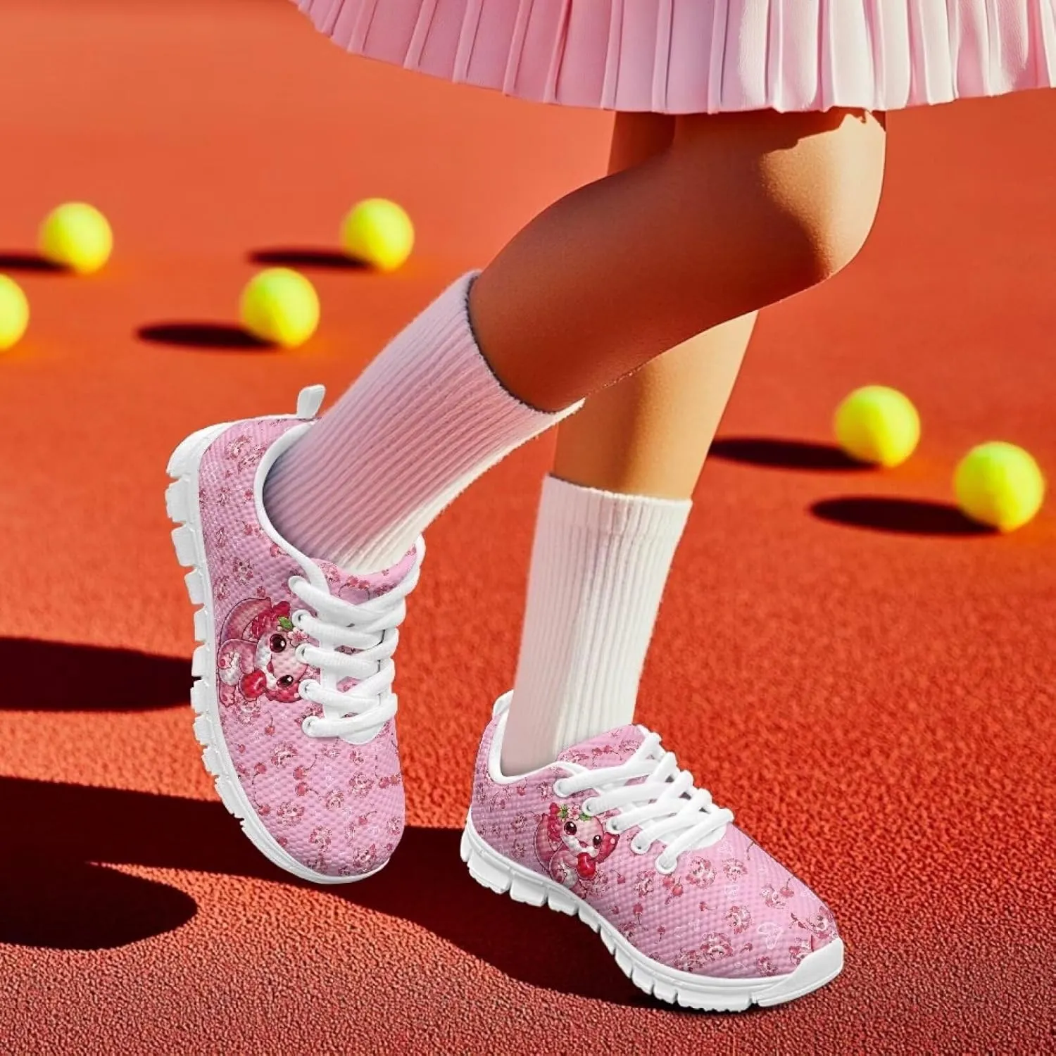 Doojoayie School Tennis Shoes for Girls Running Shoes Animal Pattern Casual Sneakers