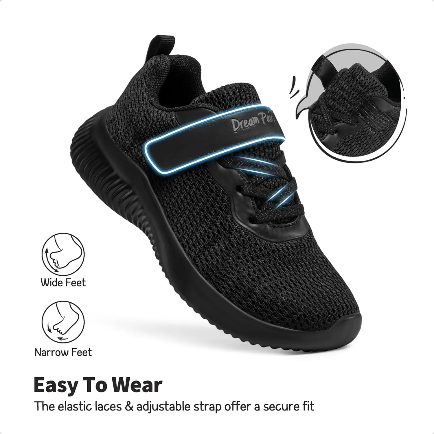 DREAM PAIRS Boys Girls Shoes Kids Tennis EZ-Ons FunRun Breathable Running Athletic Sport Sneakers