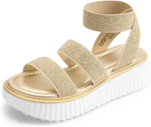 DREAM PAIRS Girls Flatform Wedge Open Toe Platform Summer Sandals with Buckle Ankle Strap for Little Kid/Big Kid