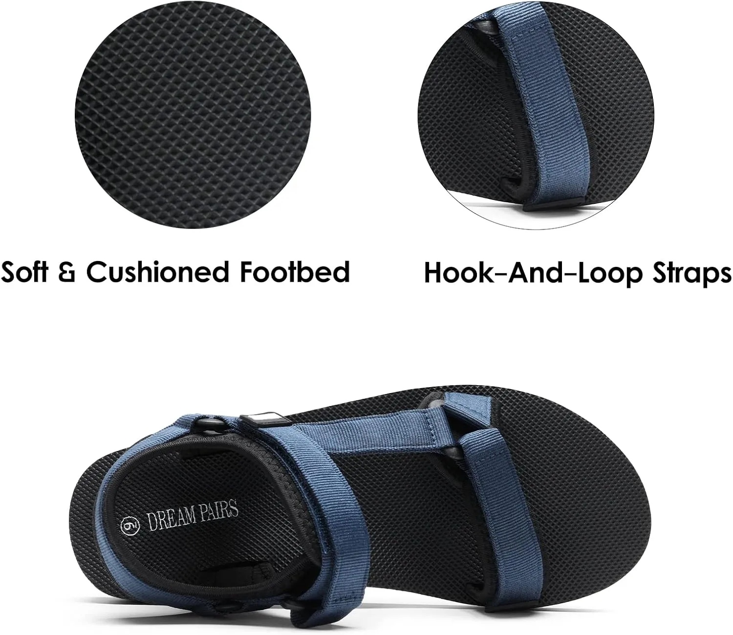 DREAM PAIRS Mens Sandals, Lightweght Outdoor Hiking Sandals Waterproof Athletic Sports Walking Water Sandals with Soft Eva Midsole for Beach Summer Vocation Travel Adventure