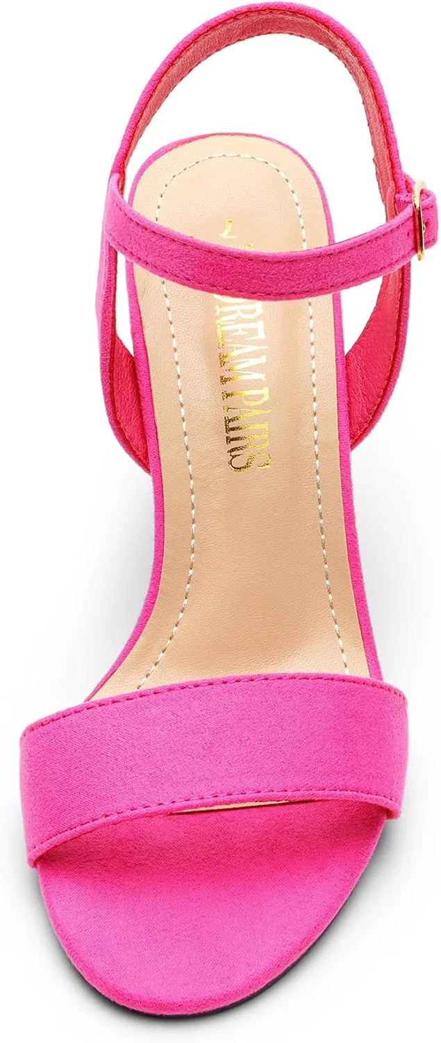 DREAM PAIRS Women's Chunky Heels Open Toe Ankle Strap High Block Comfy Dress Heel Sandals Pumps Shoes