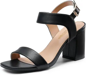DREAM PAIRS Women's High Chunky Heels Square Toe Block Ankle Strap Dress Comfort Sandals