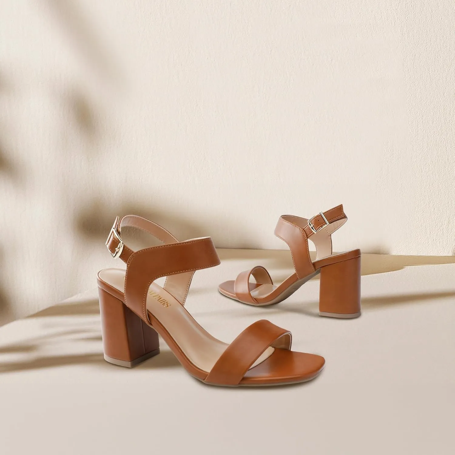 DREAM PAIRS Women's High Chunky Heels Square Toe Block Ankle Strap Dress Comfort Sandals