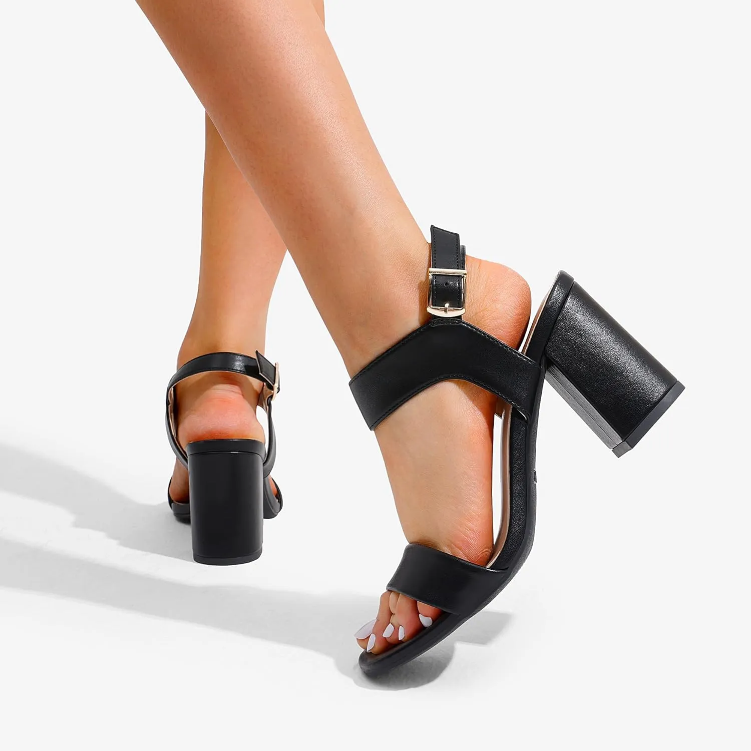 DREAM PAIRS Women's High Chunky Heels Square Toe Block Ankle Strap Dress Comfort Sandals