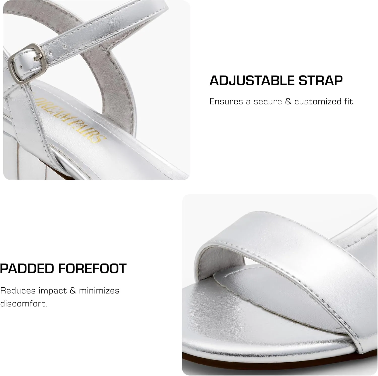 DREAM PAIRS Women's Low Heels Block Open Toe Ankle Strap Classic Short Chunky Sandals with Buckle for Daily Work Wedding Party