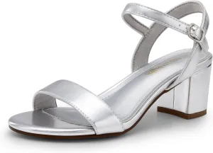 DREAM PAIRS Women's Low Heels Block Open Toe Ankle Strap Classic Short Chunky Sandals with Buckle for Daily Work Wedding Party