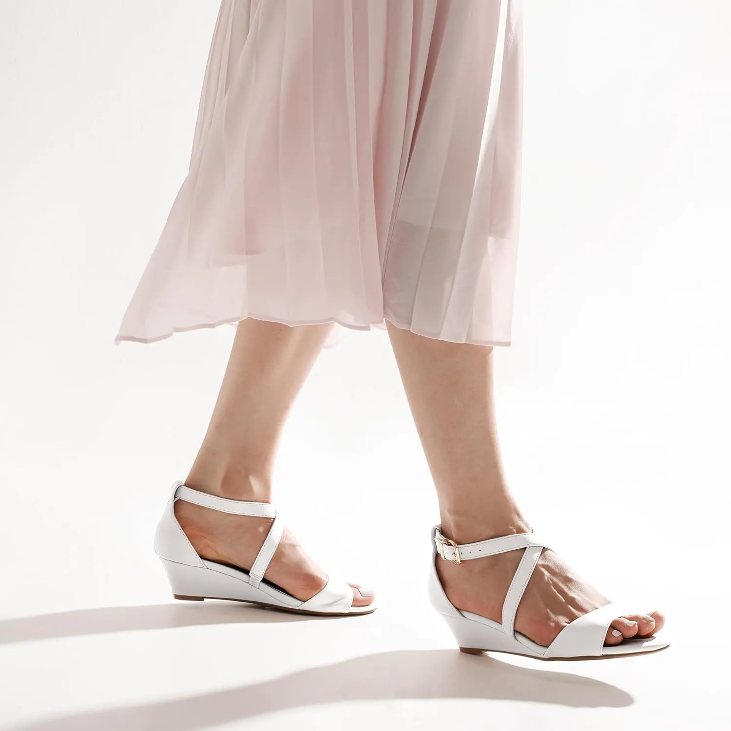 DREAM PAIRS Women's Low Wedge Sandals Ankle Strap Heel Sandal Open Toe Wide Dress Summer Shoes