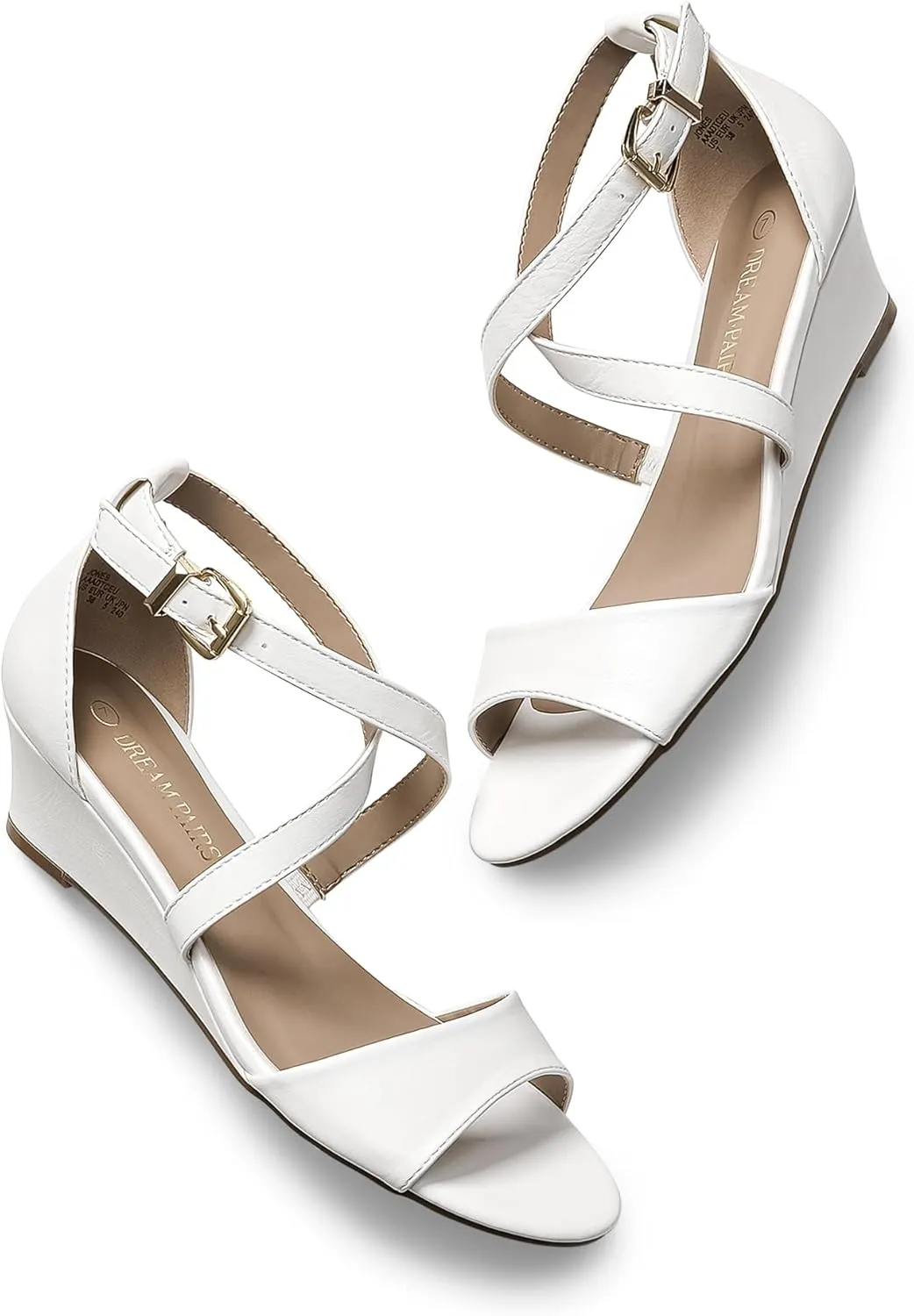 DREAM PAIRS Women's Low Wedge Sandals Ankle Strap Heel Sandal Open Toe Wide Dress Summer Shoes